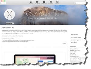 Screenshot of Mac App Store showing OS X Yosemite
