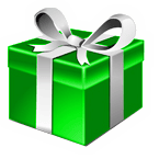 Present box, green with white bow