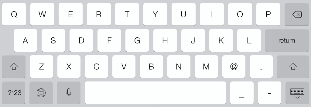 ipad alphanumeric typing keyboard