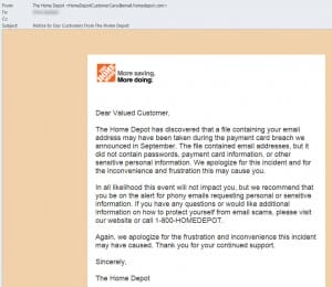 Home Depot Email