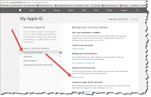 Apple ID New Recovery Key screenshot