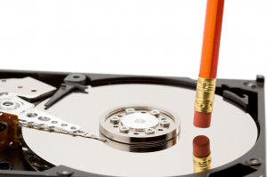 Image of a hard drive with a pencil eraser, from Shutterstock