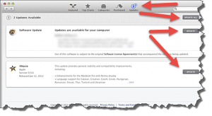 Screenshot of Mac OS X Software Updates