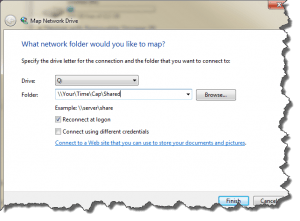 Screenshot of Windows Drive mapping window