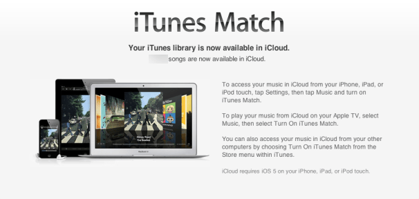 Screenshot of iTunes Match