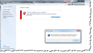 Screenshot of Windows Update Error that the service isn't running