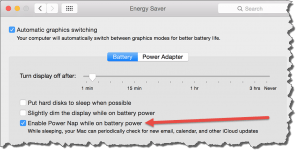 Screenshot of Mac OS X Energy Saver window 