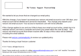 Verizon email policy