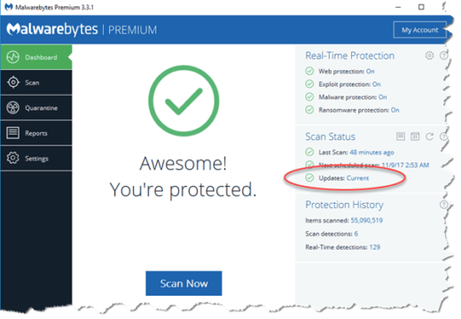 malwarebytes premium trial update revert