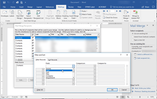 office 2016 mail merge how to