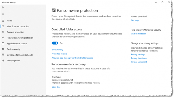 Ransomware protection windows 10 как отключить