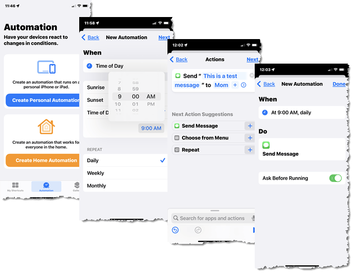 configurer message automatique iphone