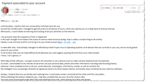 Example extortion scam email